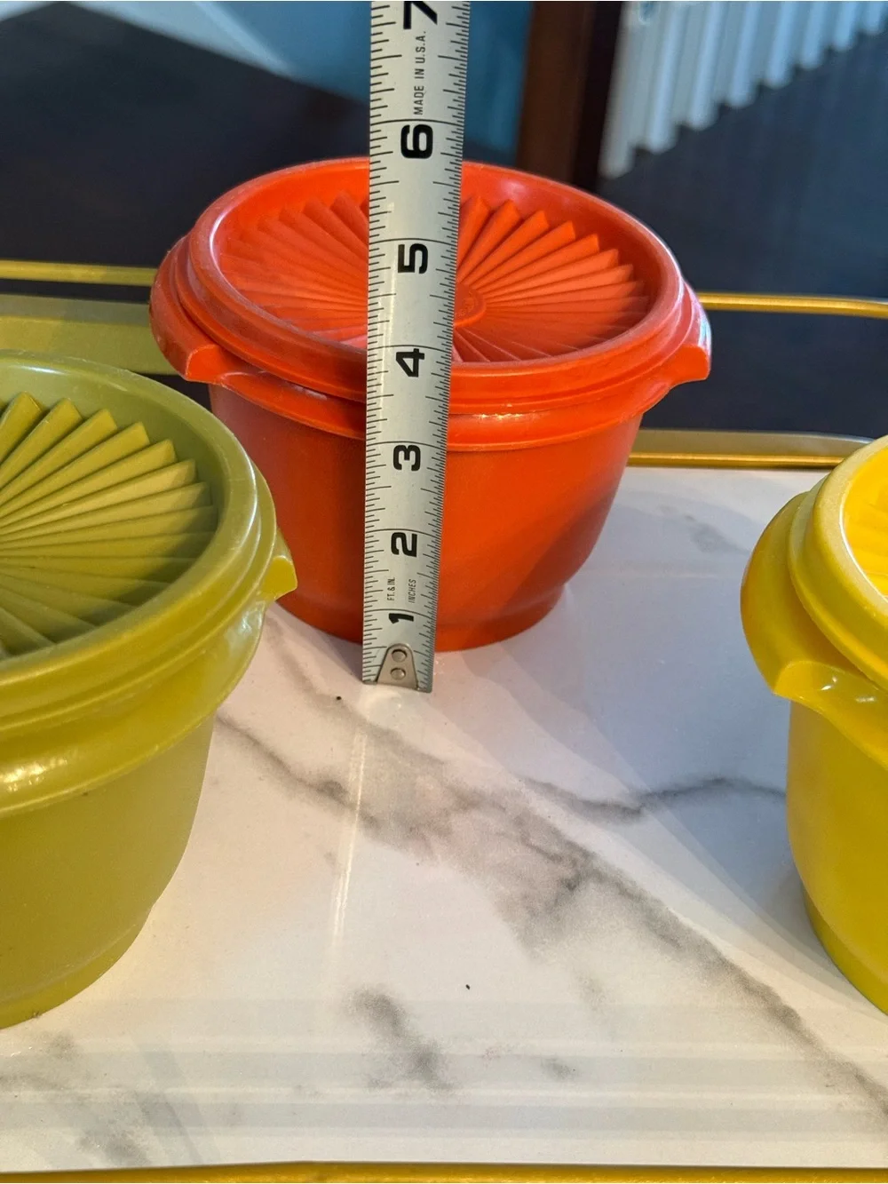 Tupperware Retro Plastic Storage Bowls in Orange, Yellow, Olive